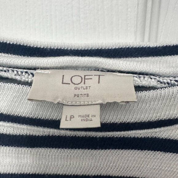 Loft Outlet Blue and White Striped Sweater Petite Large - Picture 3 of 5